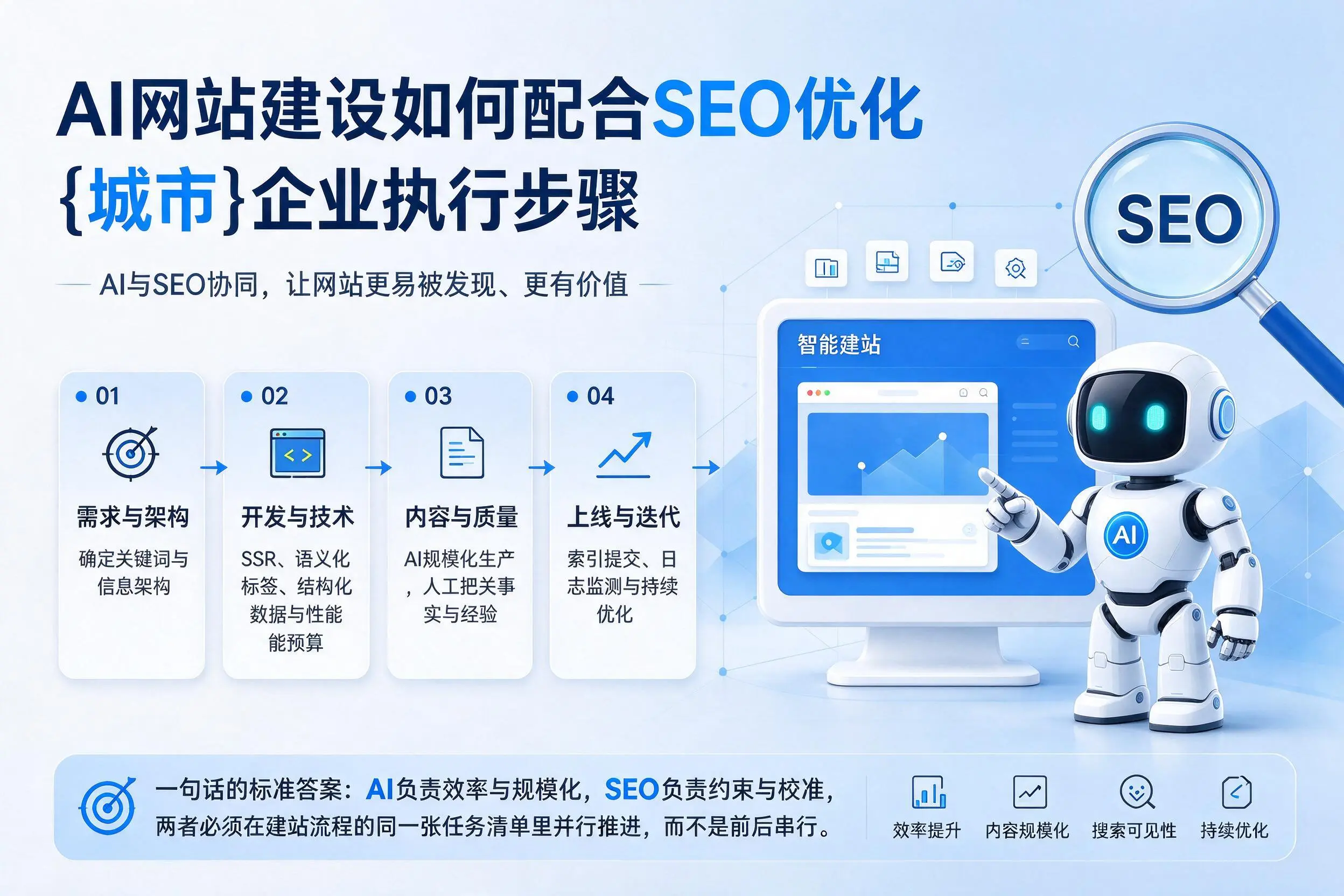 AI网站建设如何配合SEO优化,广元企业执行步骤