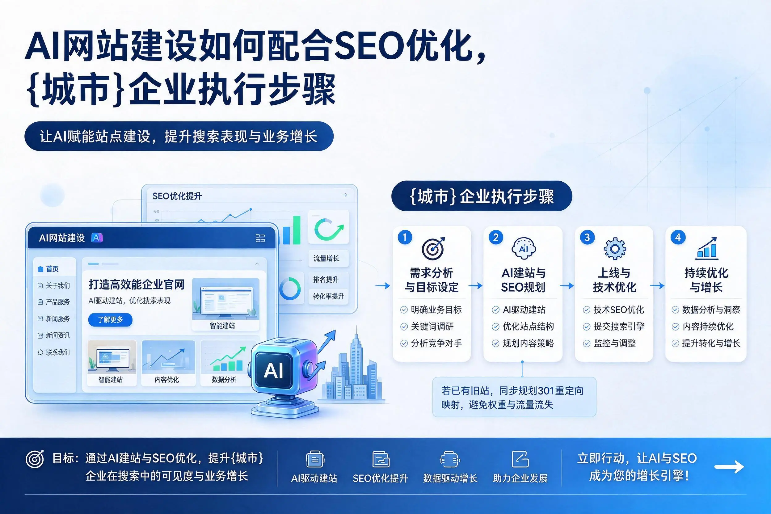 AI网站建设如何配合SEO优化,广元企业执行步骤