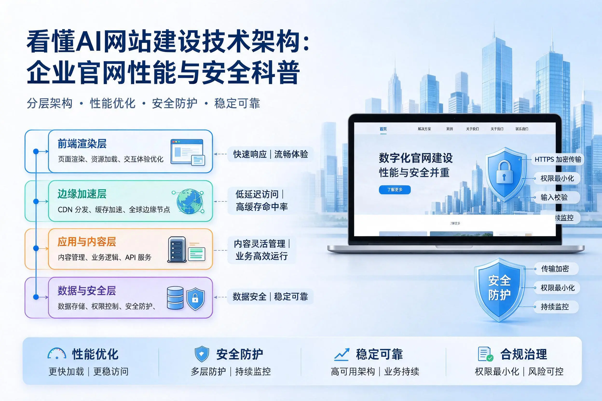 看懂AI网站建设技术架构：广元企业官网性能与安全科普